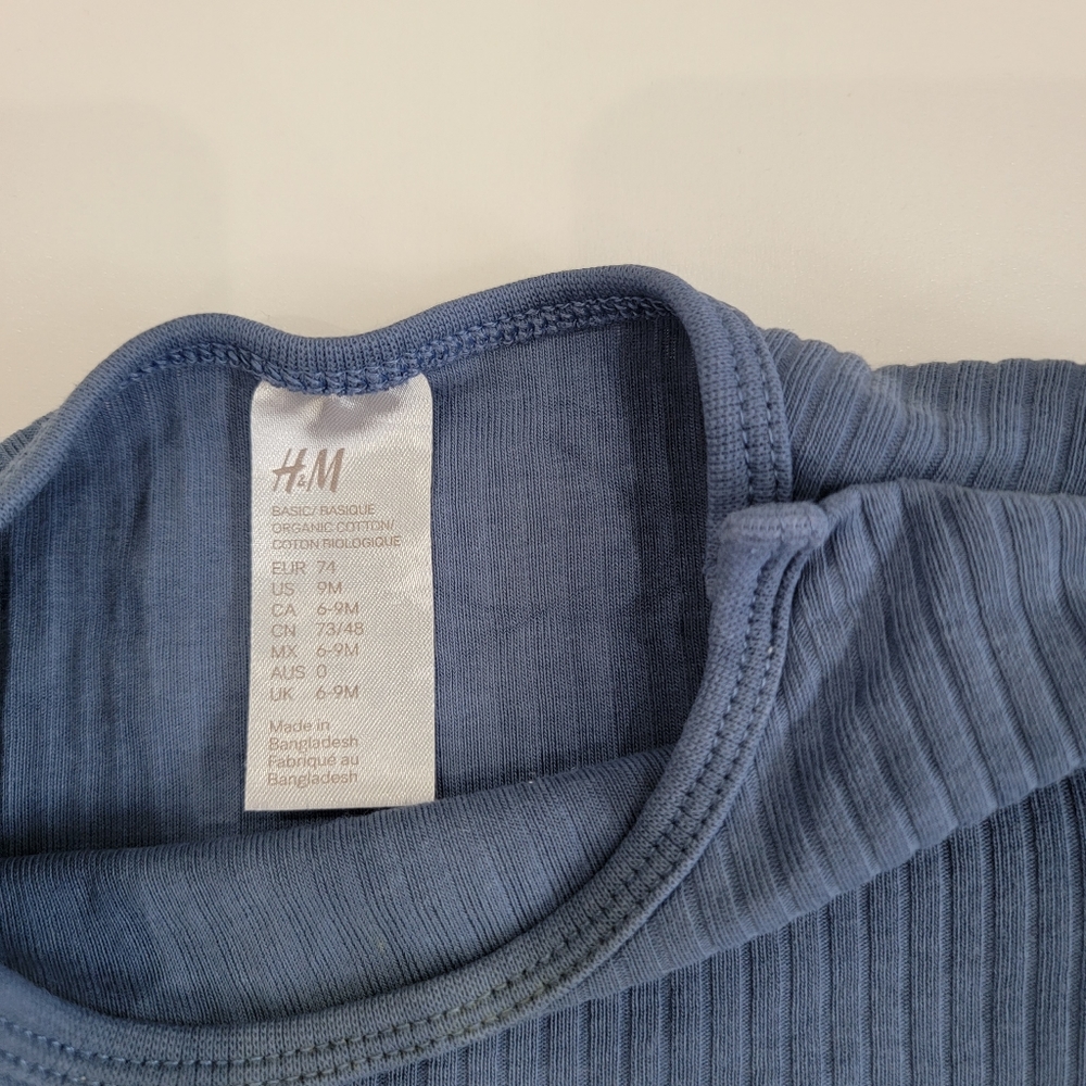 6-9M Blue Ribbed Organic Sleep Set - Picture 3 of 3